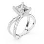 White Gold Intricate Criss-Cross Split Shank 3 TCW Princess Cut Lab Grown Diamond Solitaire Engagement Ring