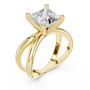 Yellow Gold Intricate Criss-Cross Split Shank 3 TCW Princess Cut Lab Grown Diamond Solitaire Engagement Ring