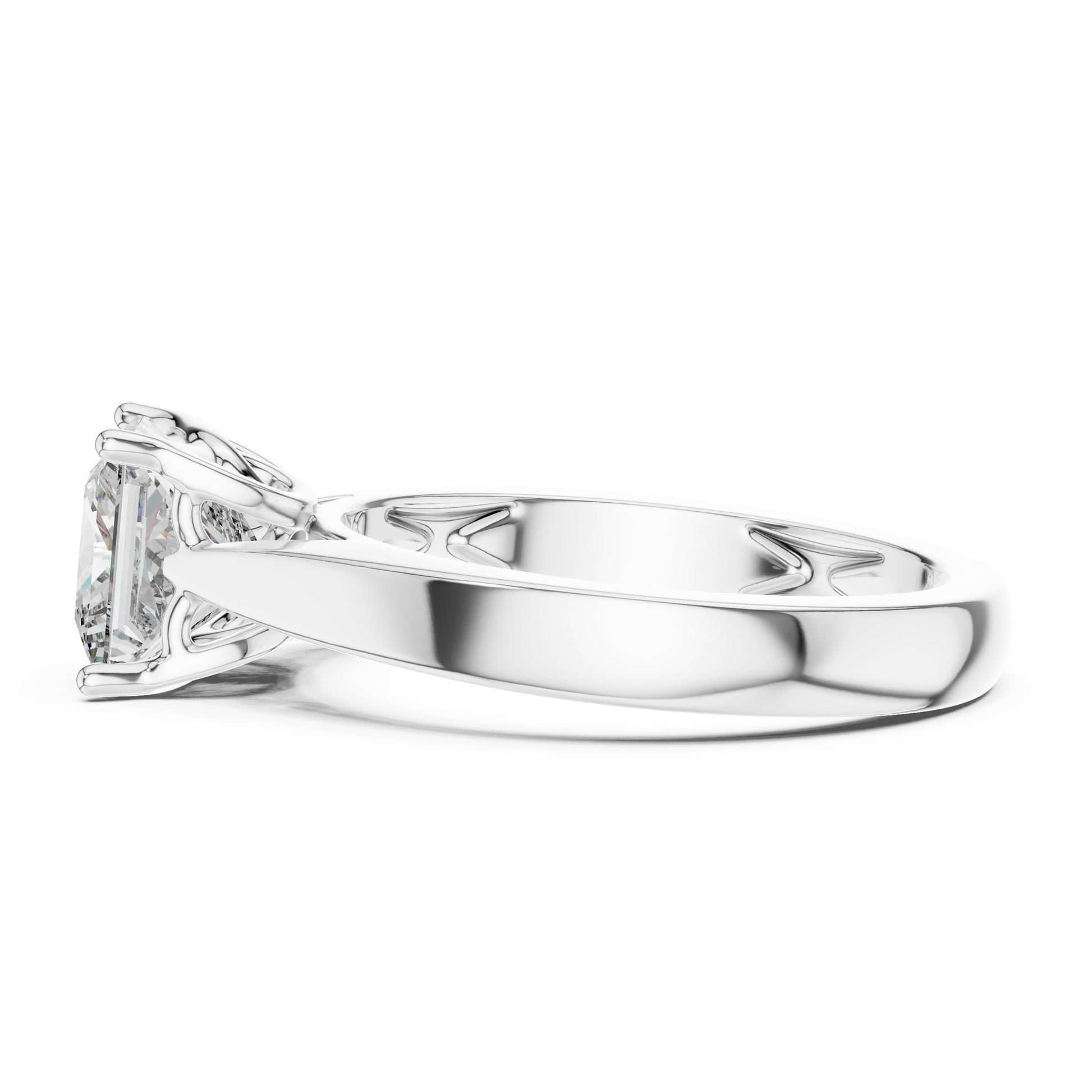 Princess Square Cut Moissanite Eternal Glow Solitaire Ring for Women in Sterling Silver