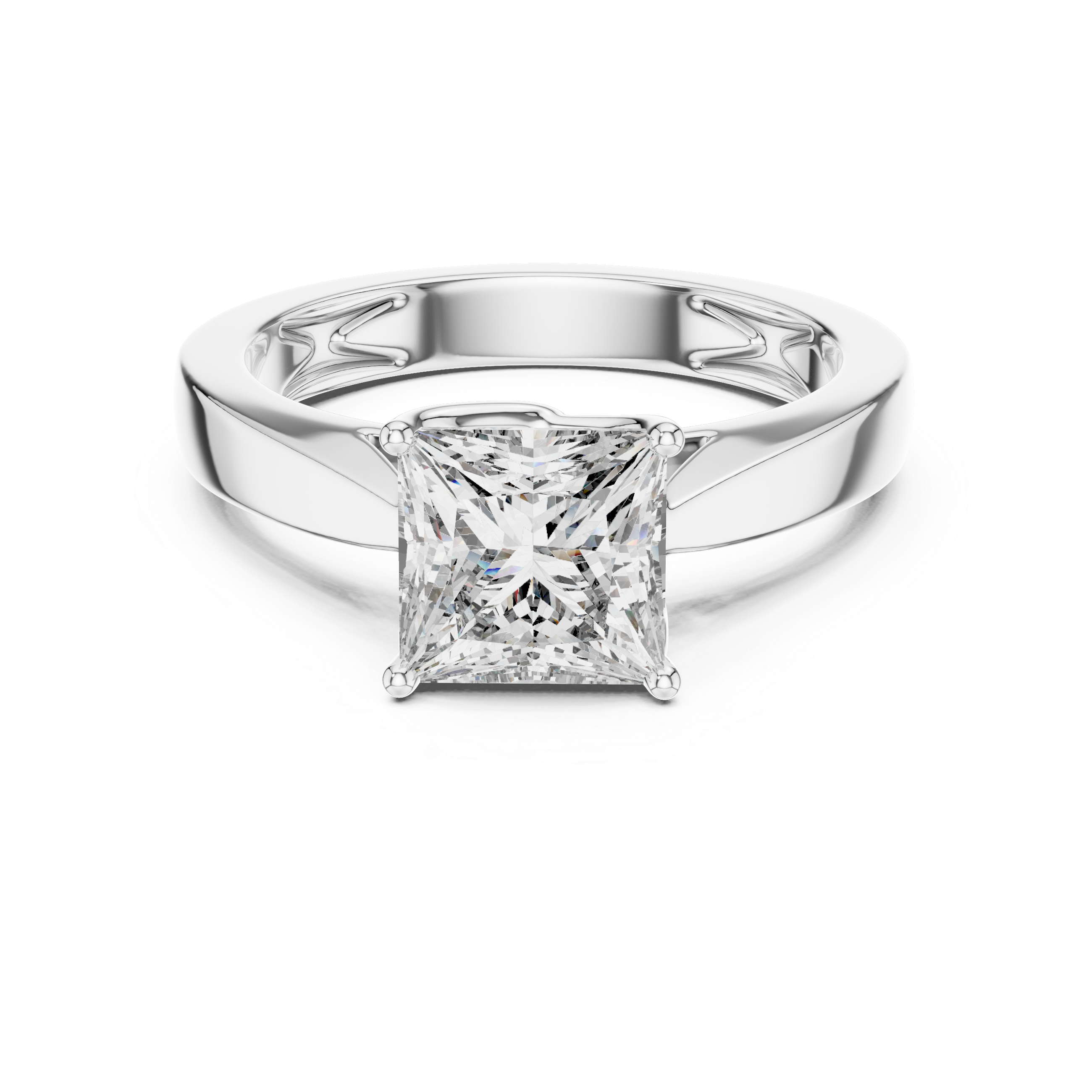Princess Square Cut Moissanite Eternal Glow Solitaire Ring for Women in Sterling Silver