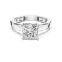 Princess Square Cut Moissanite Eternal Glow Solitaire Ring for Women in Sterling Silver