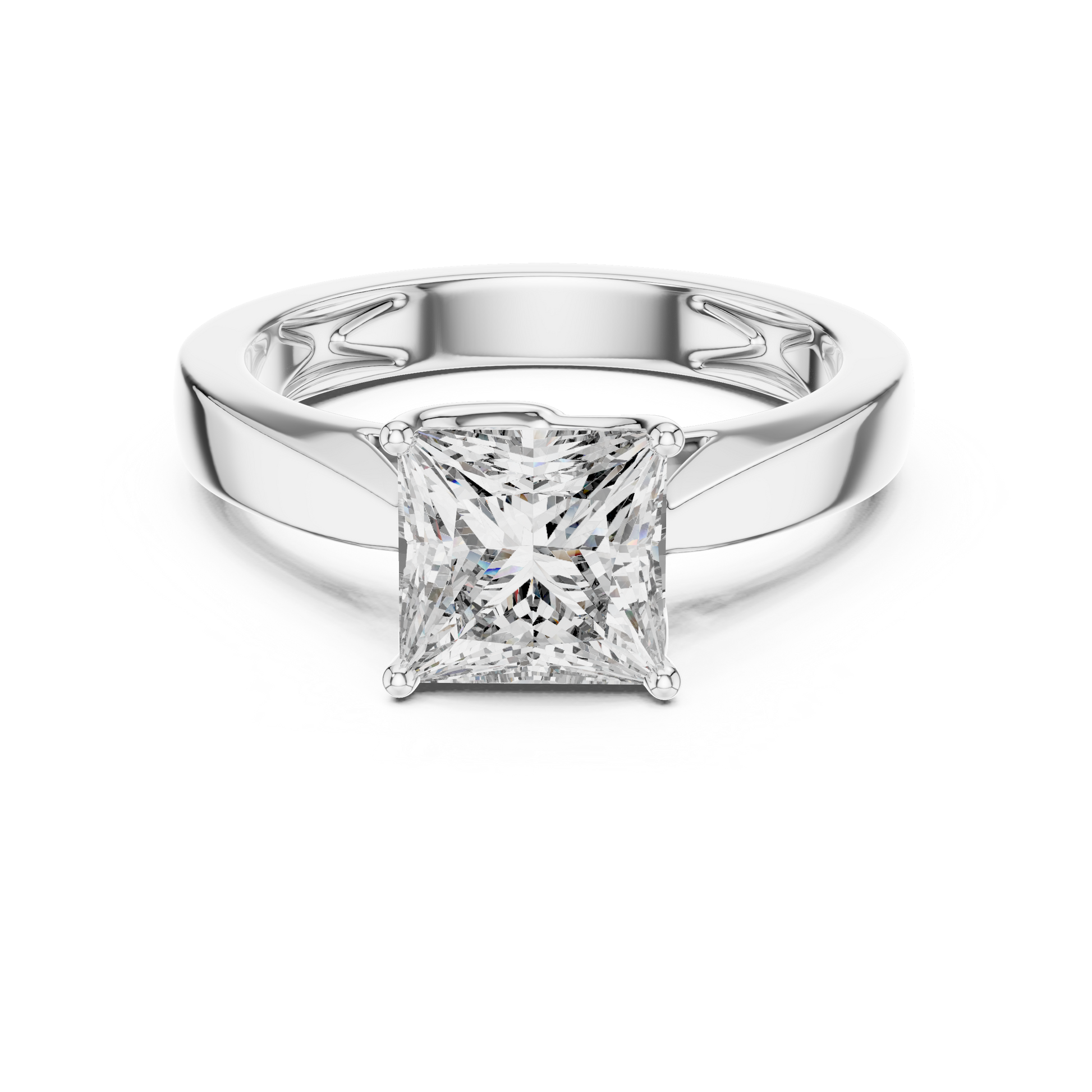 Princess Square Cut Moissanite Eternal Glow Solitaire Ring for Women in Sterling Silver