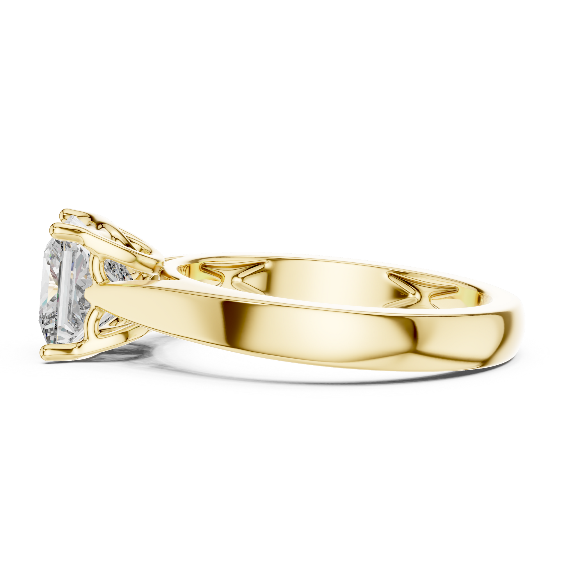 1.5 TCW Princess Square Cut Lab Grown Eternal Glow Solitaire Ring for Women in Yellow Solid Gold