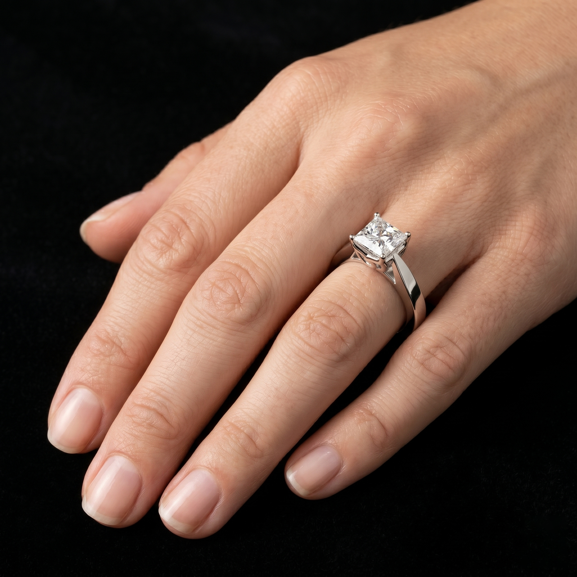 1.5 TCW Princess Square Cut Lab Grown Eternal Glow Solitaire Ring for Women in Solid Gold