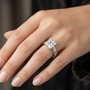 Princess Square Cut Moissanite Eternal Glow Solitaire Ring for Women in Sterling Silver