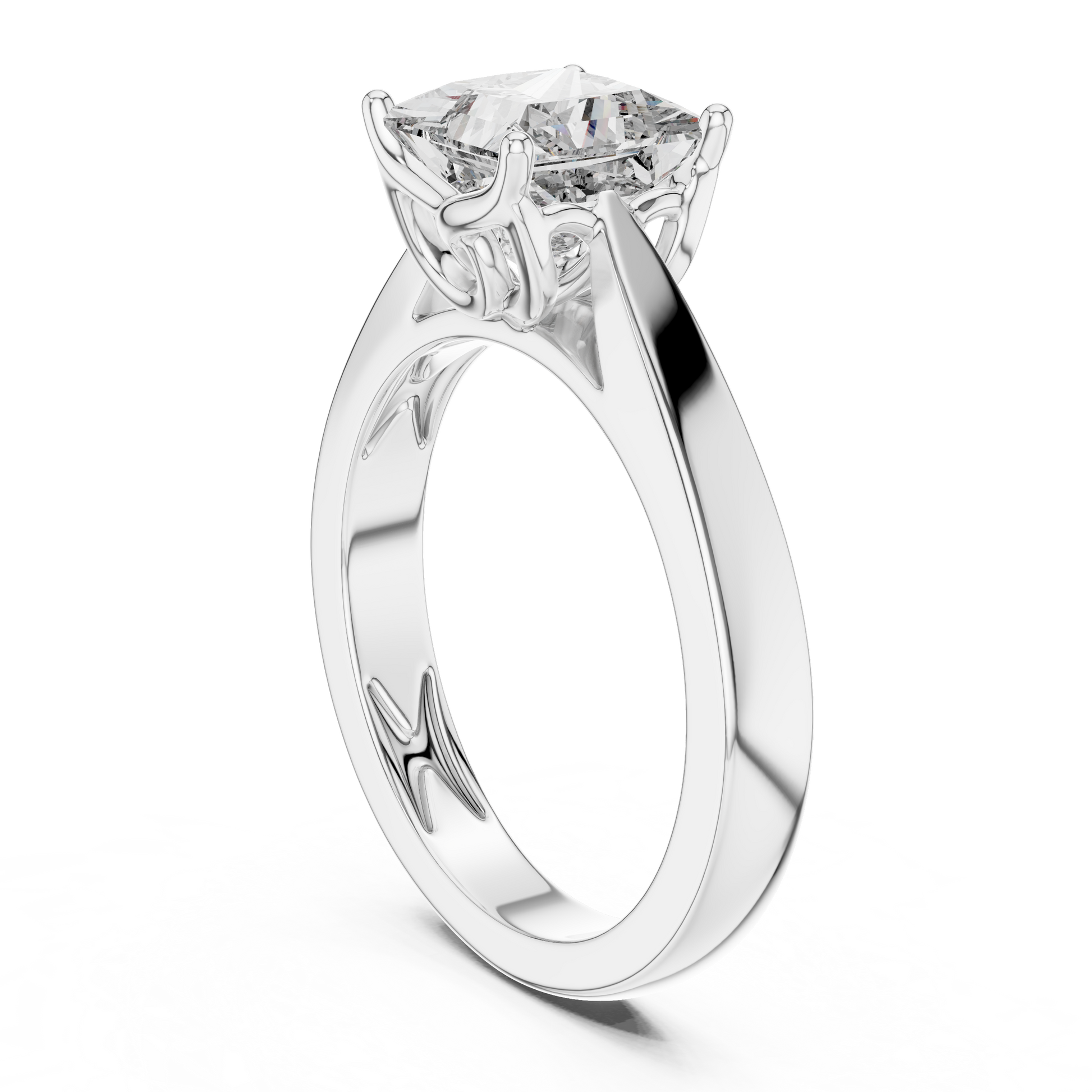 1.5 TCW Princess Square Cut Lab Grown Eternal Glow Solitaire Ring for Women in White Solid Gold