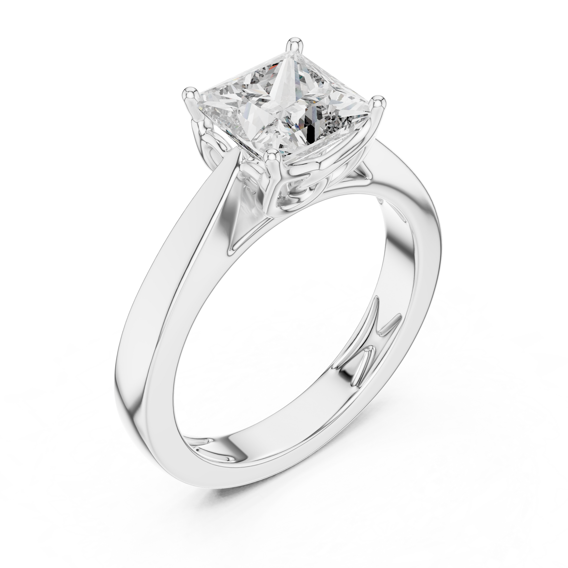 Princess Square Cut Moissanite Eternal Glow Solitaire Ring for Women in Sterling Silver