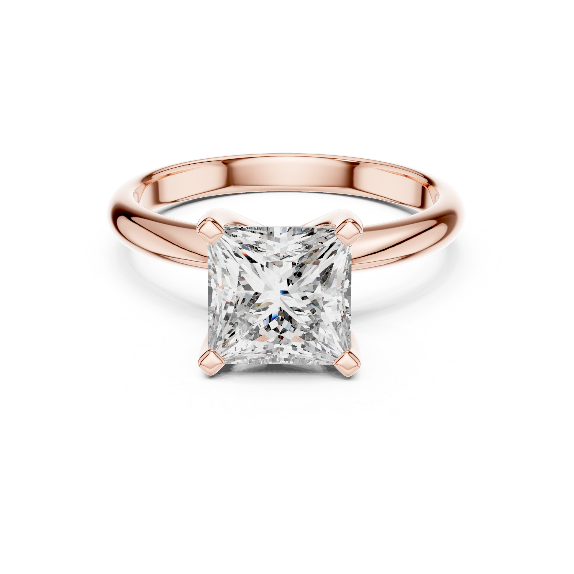 Rose Gold 2 TCW Princess Cut Lab Grown Diamond Solitaire Engagement Ring for Women