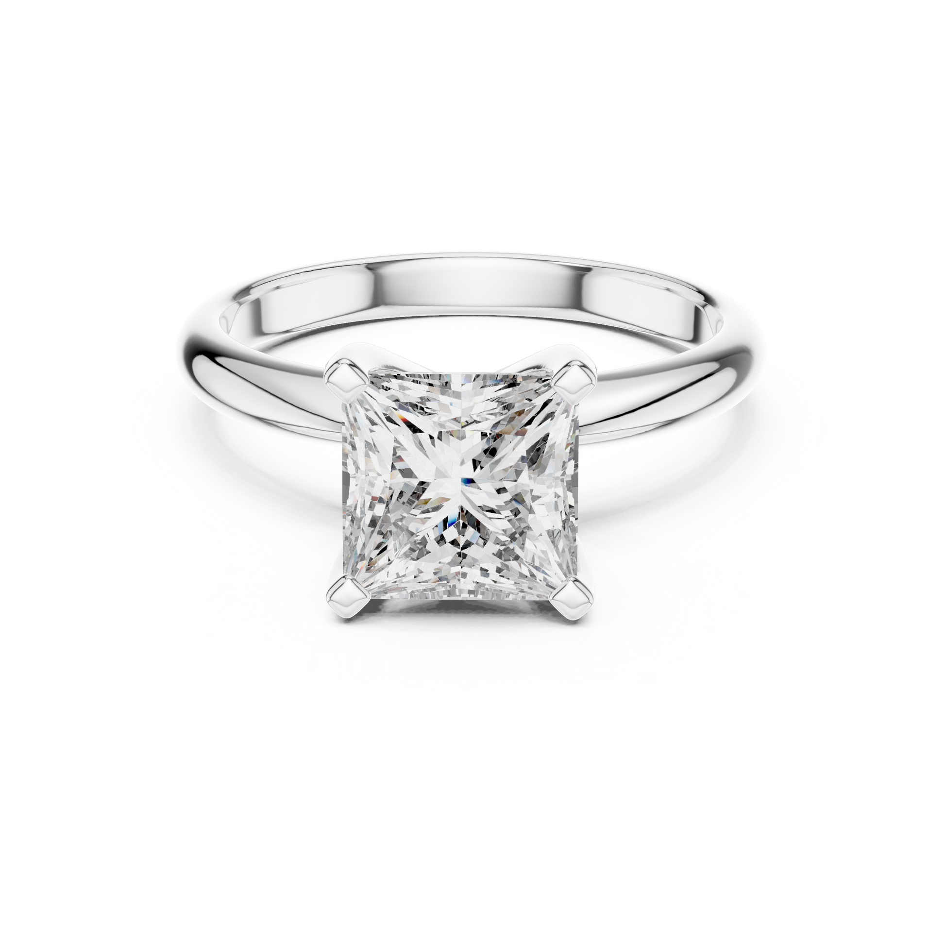 Princess Cut Moissanite Diamond Solitaire Engagement Ring for Women