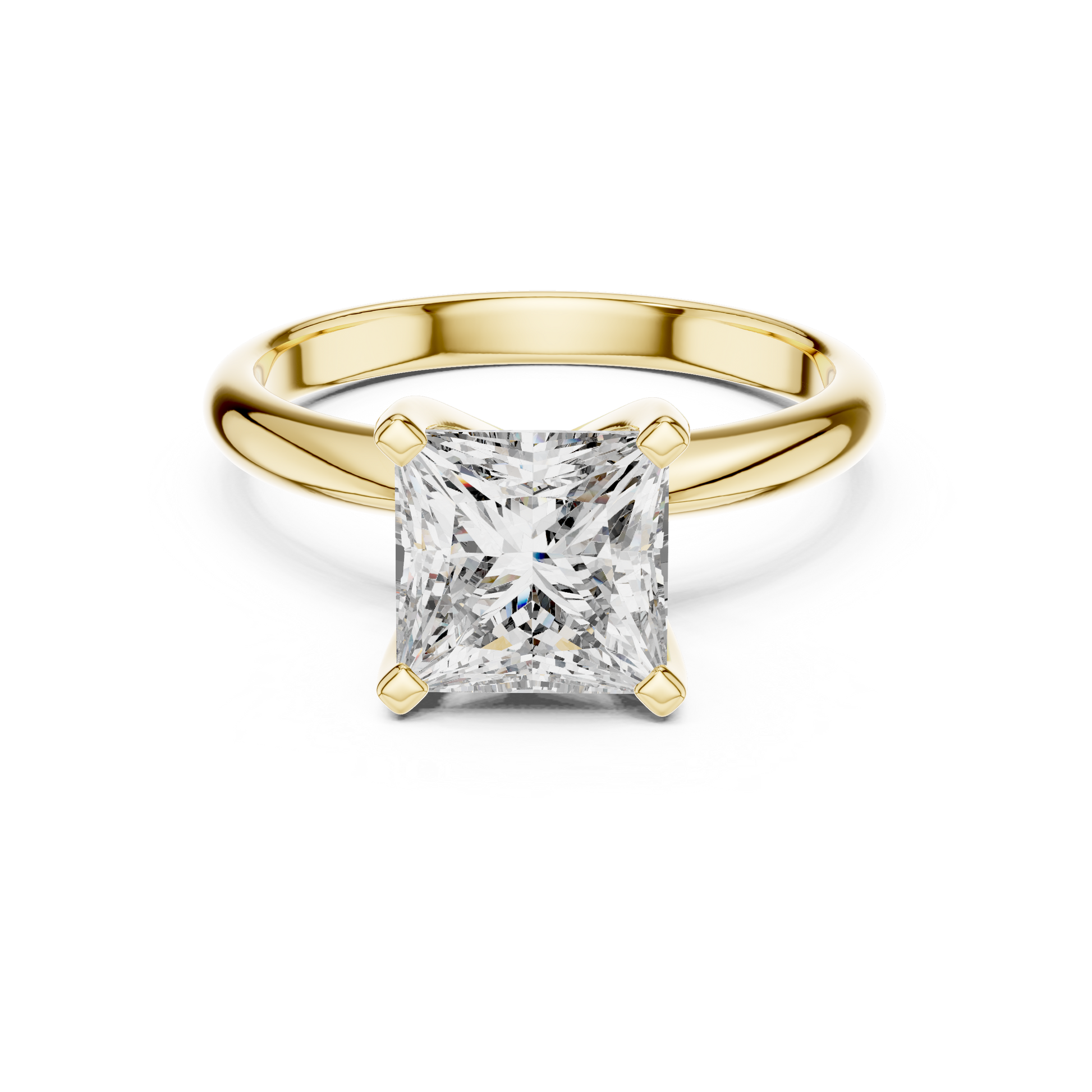 Yellow Gold 2 TCW Princess Cut Lab Grown Diamond Solitaire Engagement Ring for Women