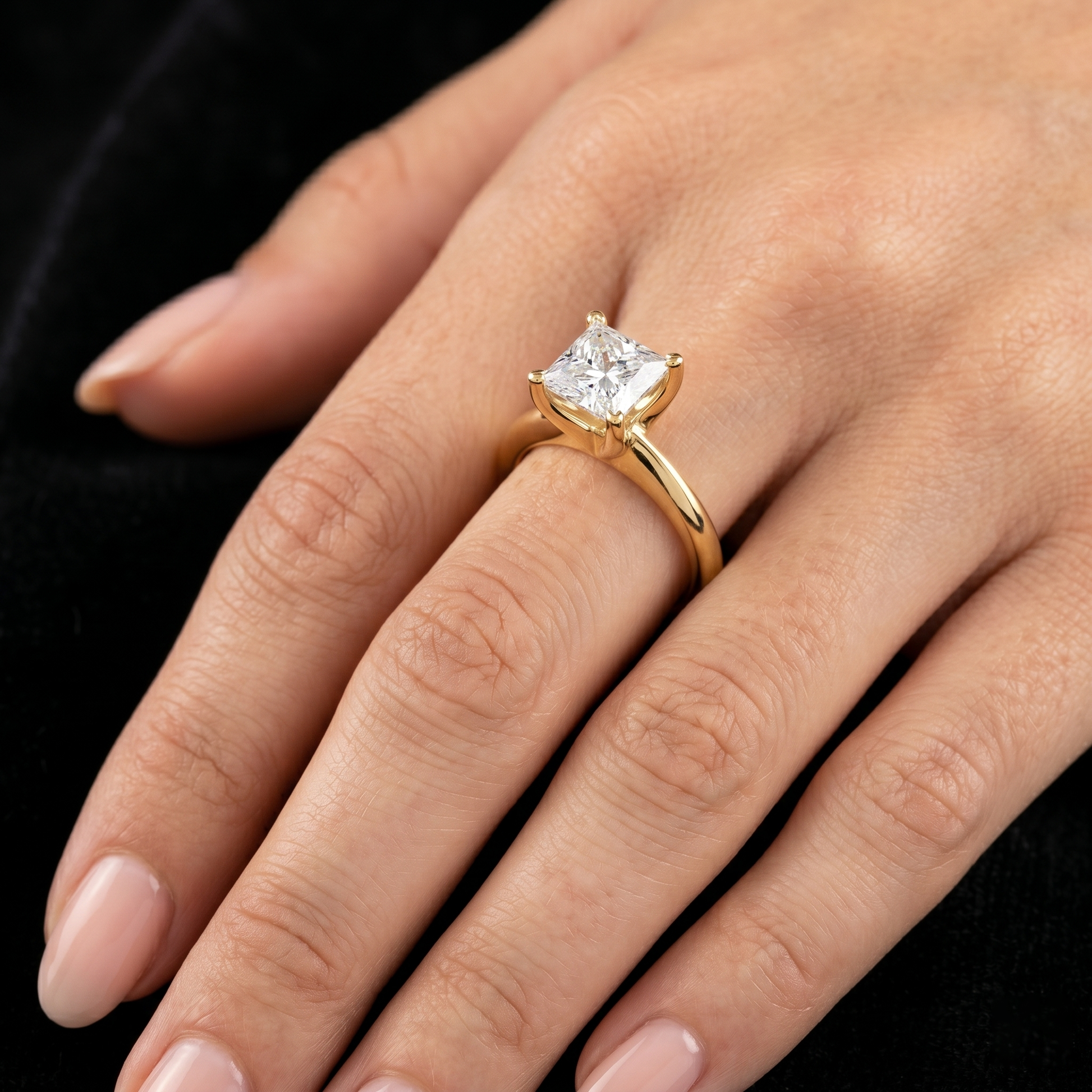 4 CT Princess Cut Moissanite Diamond Solitaire Engagement Solid Gold Ring for Women
