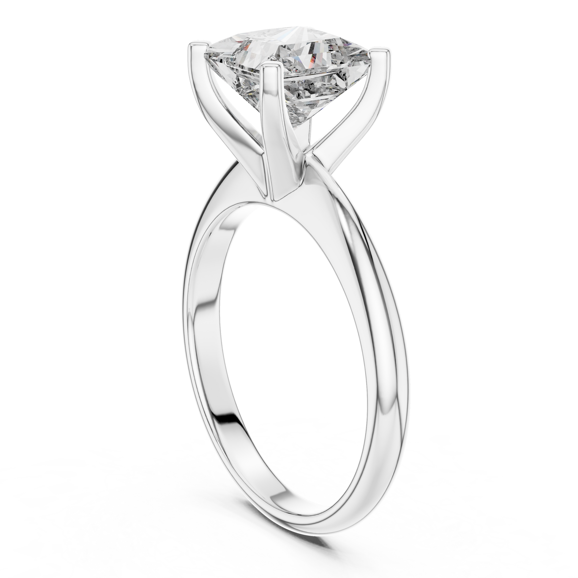 White Gold 2 TCW Princess Cut Lab Grown Diamond Solitaire Engagement Ring for Women