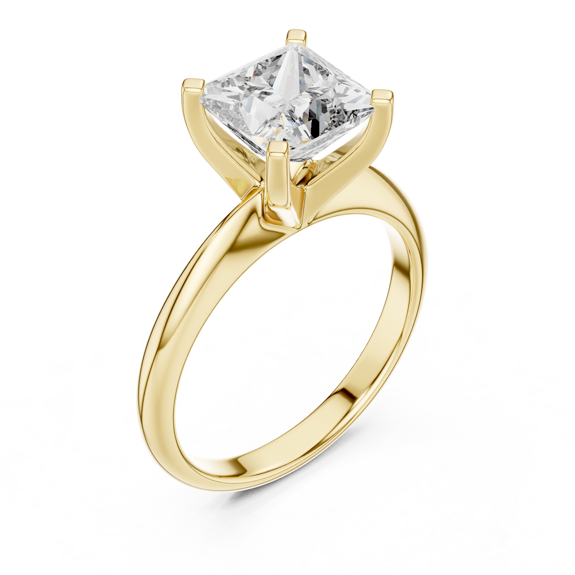 Yellow Gold 2 TCW Princess Cut Lab Grown Diamond Solitaire Engagement Ring for Women