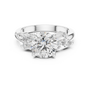 Round Moissanite Classic Three-stone Trilogy Ring with Additional Side Accents