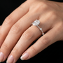 2.24 TCW Oval-cut Lab Grown Solitaire Engagement Ring with Raindrop Style Side Accent Stones