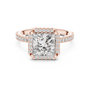 14kt Rose Solid Gold 2.93 TCW Princess Cut Lab Grown Halo Engagement Ring for Women