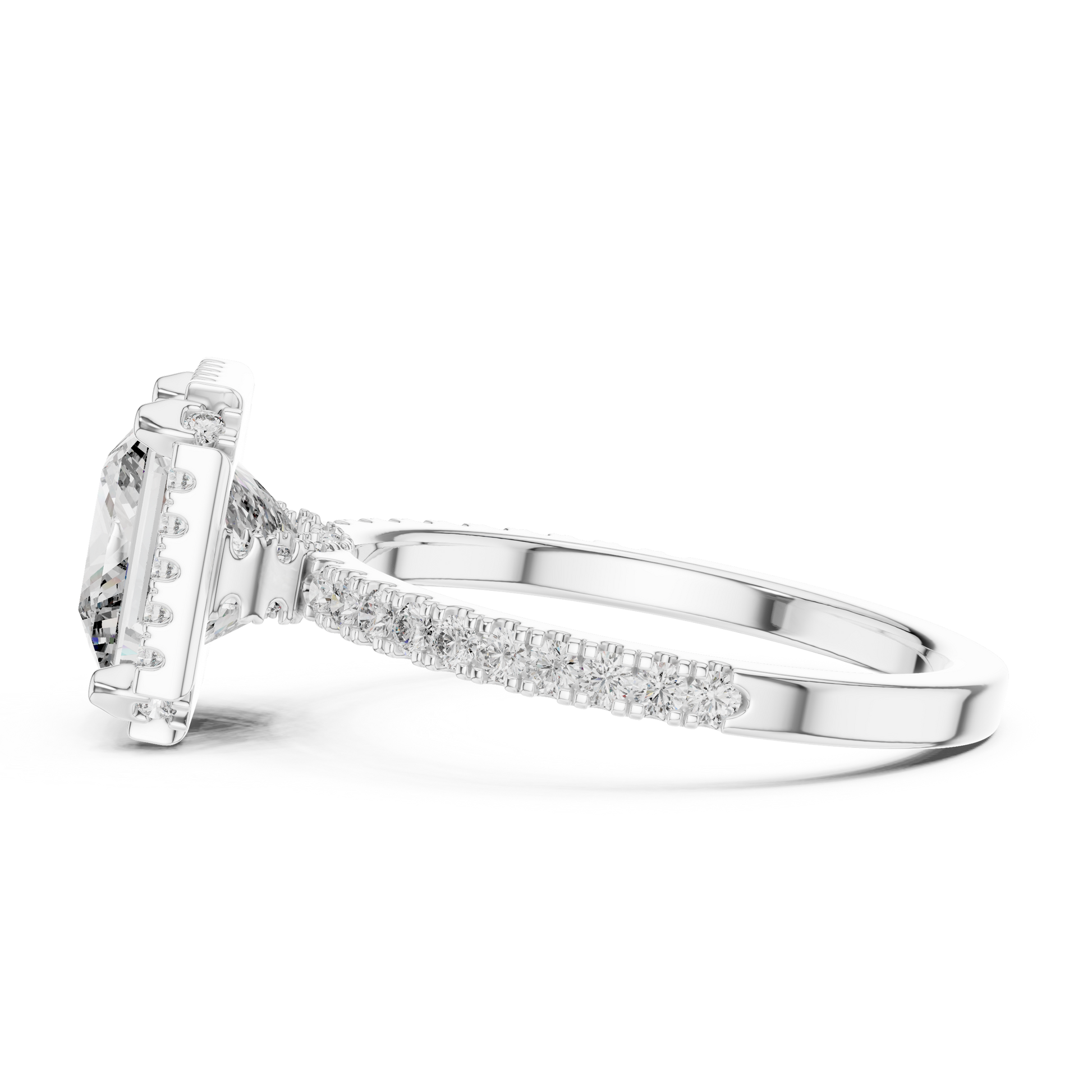 14kt White Solid Gold 2.93 TCW Princess Cut Lab Grown Halo Engagement Ring for Women