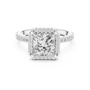 925 Sterling Silver Princess Cut Moissanite Halo Engagement Ring for Women