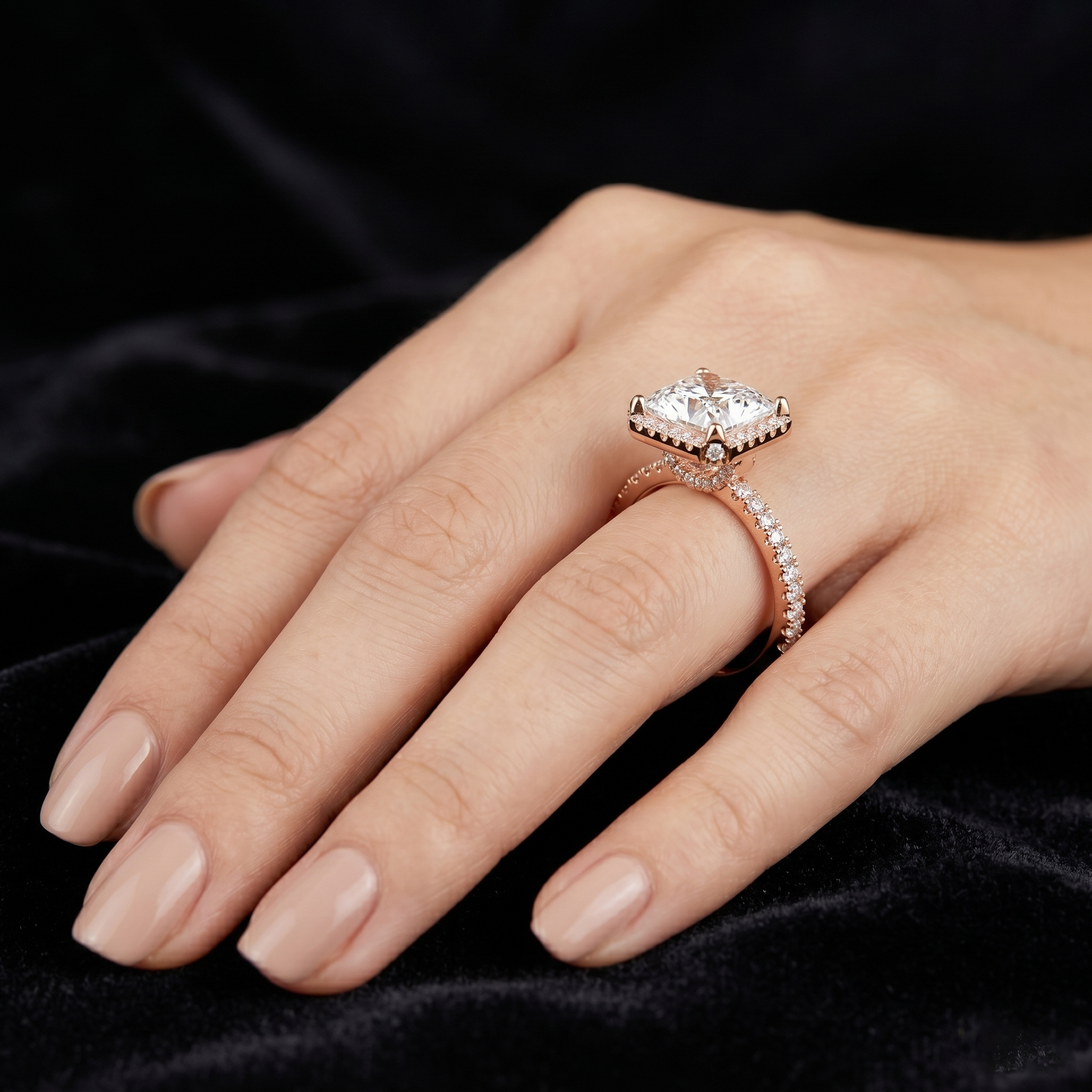 2.93 TCW Princess Cut Moissanite Diamond 14kt Solid Gold Half Eternity Style Ring