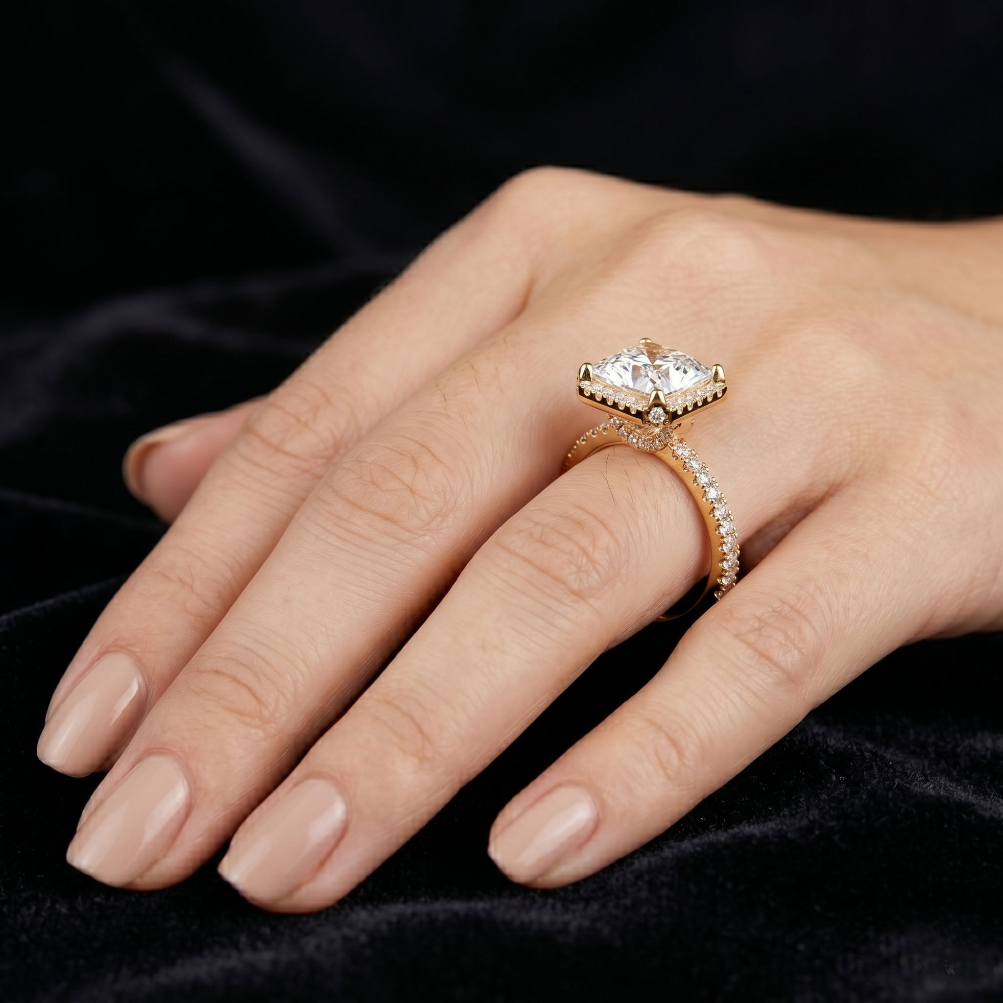 2.93 TCW Princess Cut Moissanite Diamond 14kt Solid Gold Half Eternity Style Ring