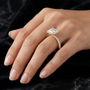 14kt Solid Gold 2.93 TCW Princess Cut Lab Grown Halo Engagement Ring for Women