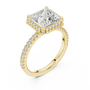 14kt Yellow Solid Gold 2.93 TCW Princess Cut Lab Grown Halo Engagement Ring for Women