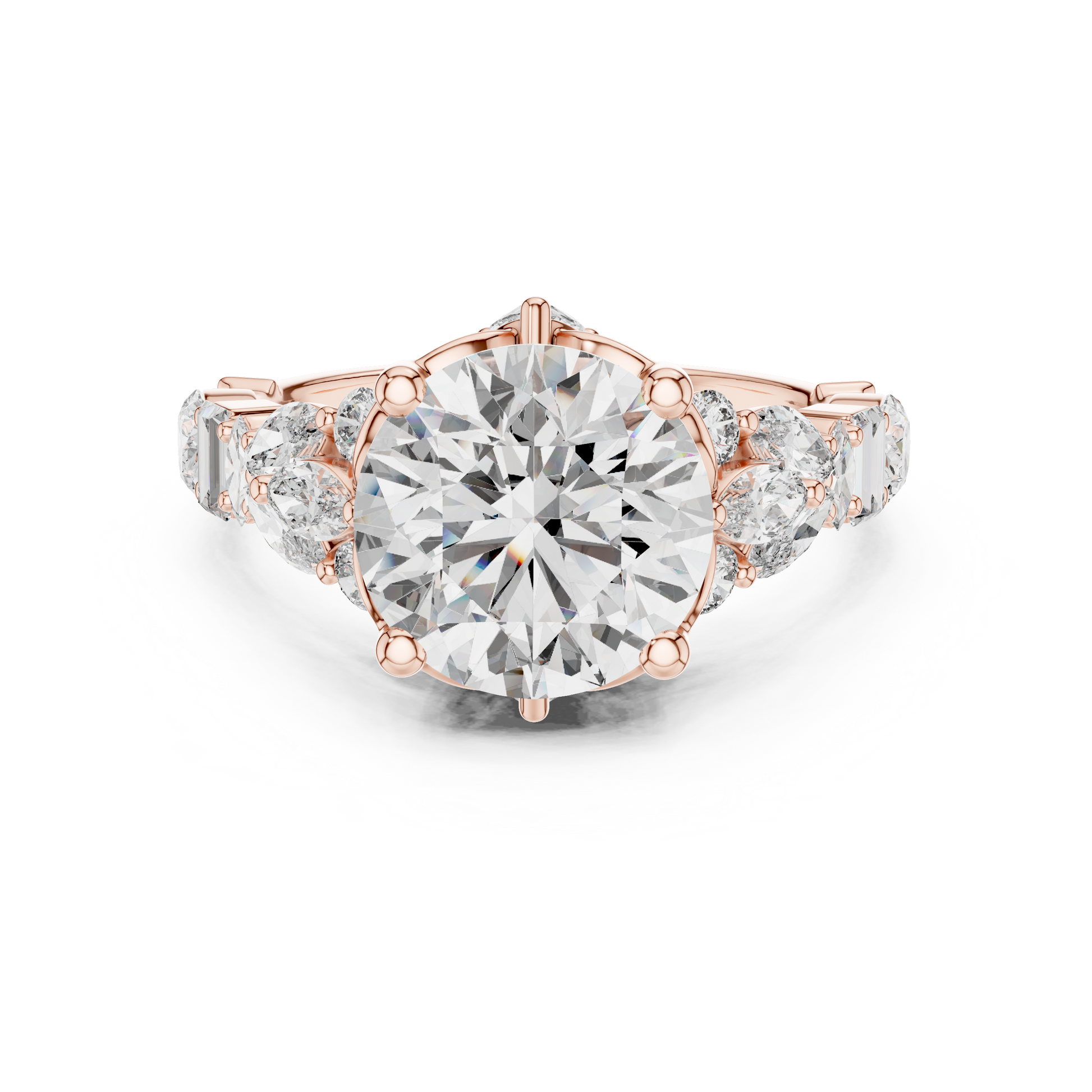 Rose Gold 4.04 TCW Round Cut Lab Grown with Multi Stone Vintage Engagement Ring for Women