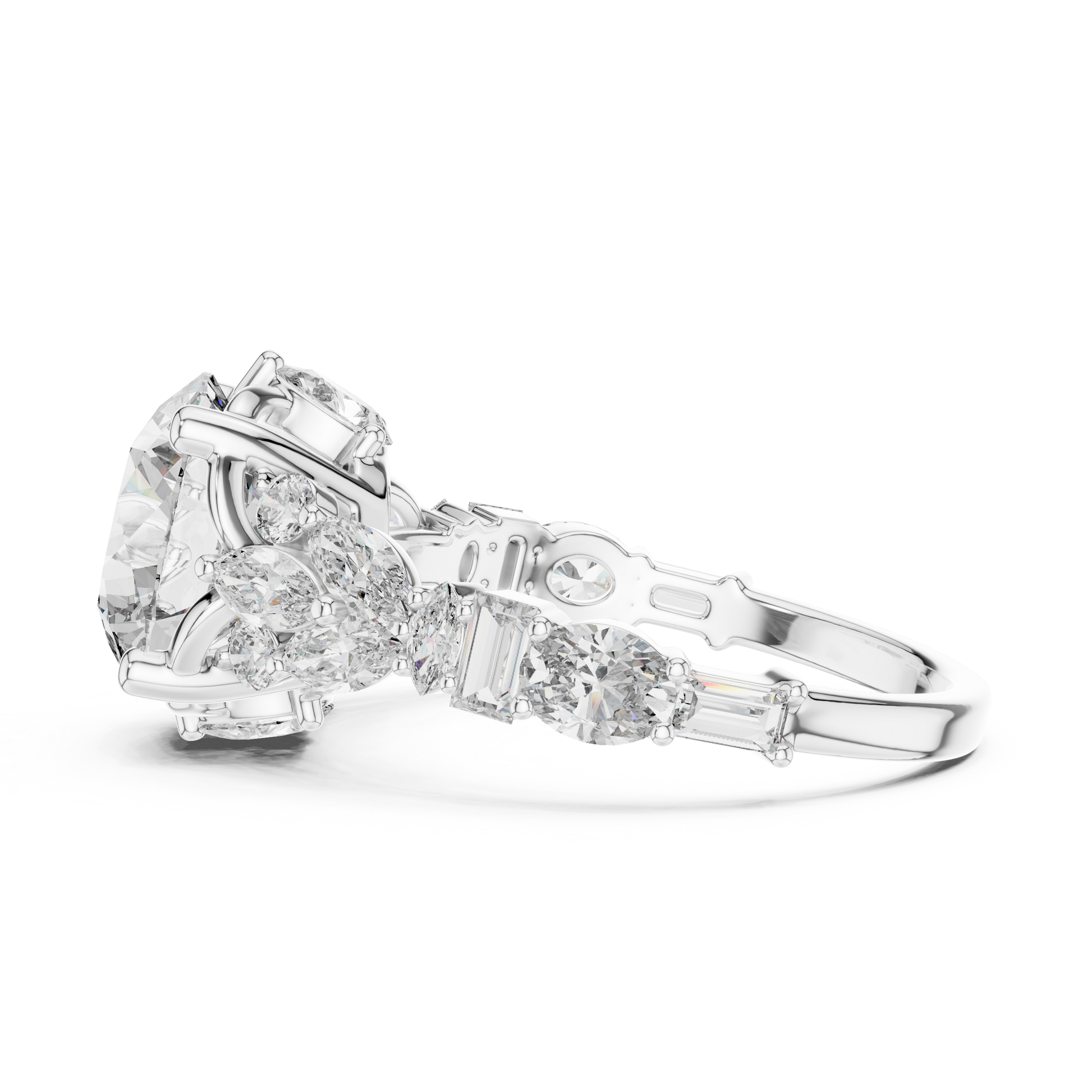 Round Cut Moissanite with Multi Stone Vintage Engagement Ring for Women