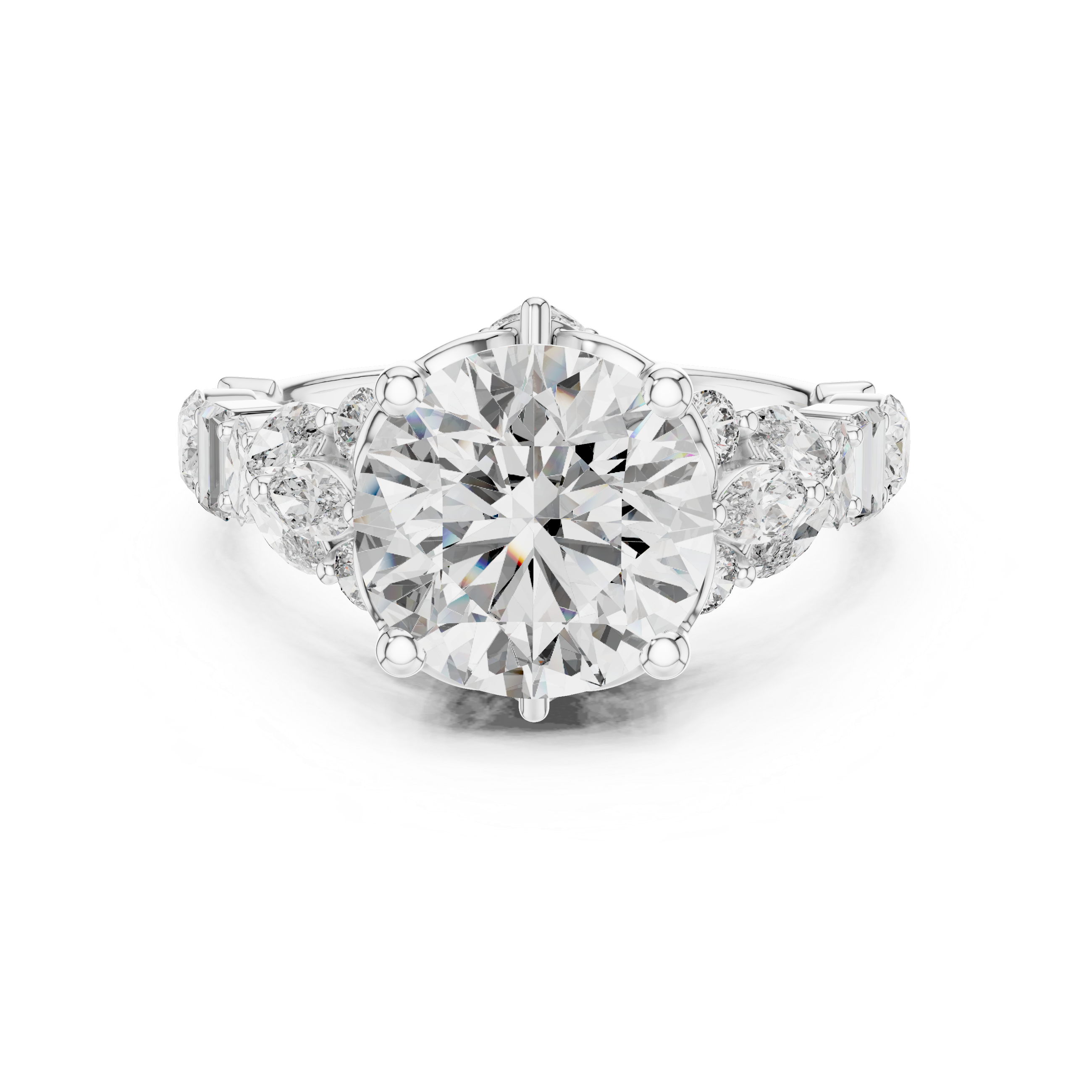 Round Cut Moissanite with Multi Stone Vintage Engagement Ring for Women