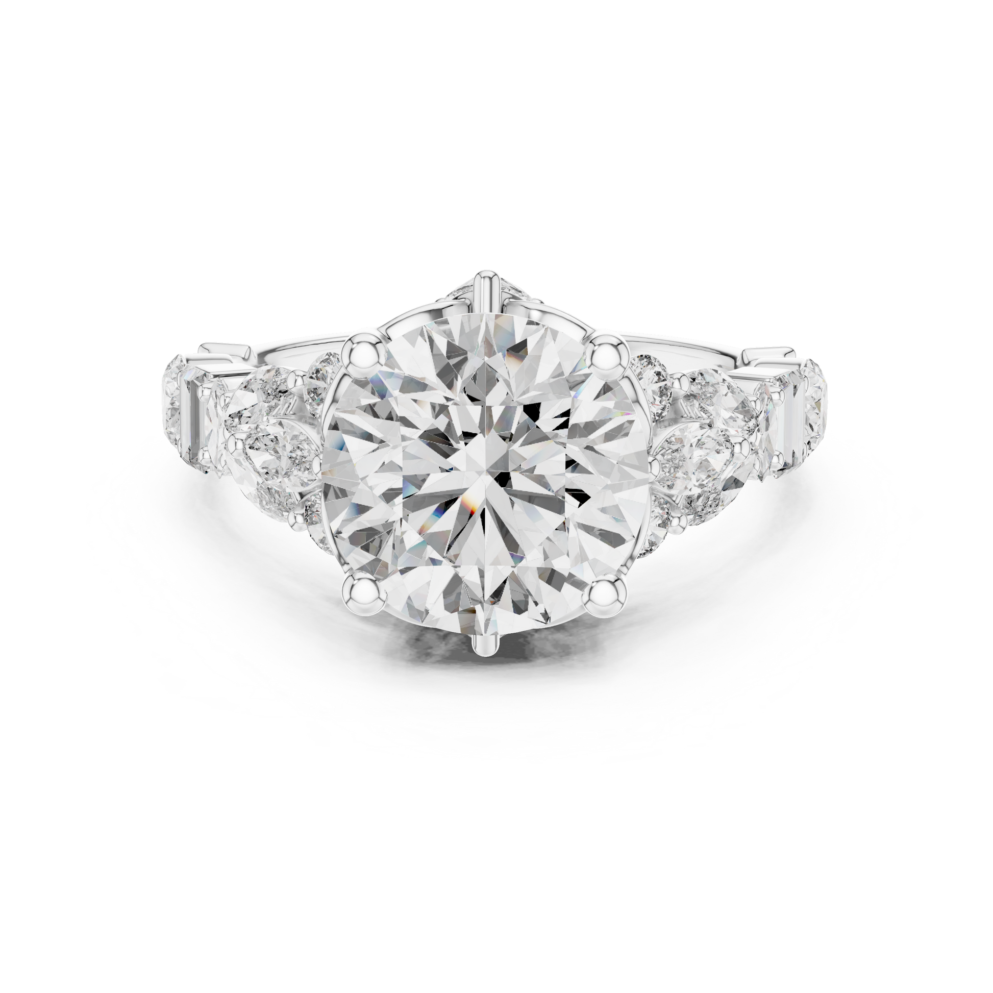 Round Cut Moissanite with Multi Stone Vintage Engagement Ring for Women