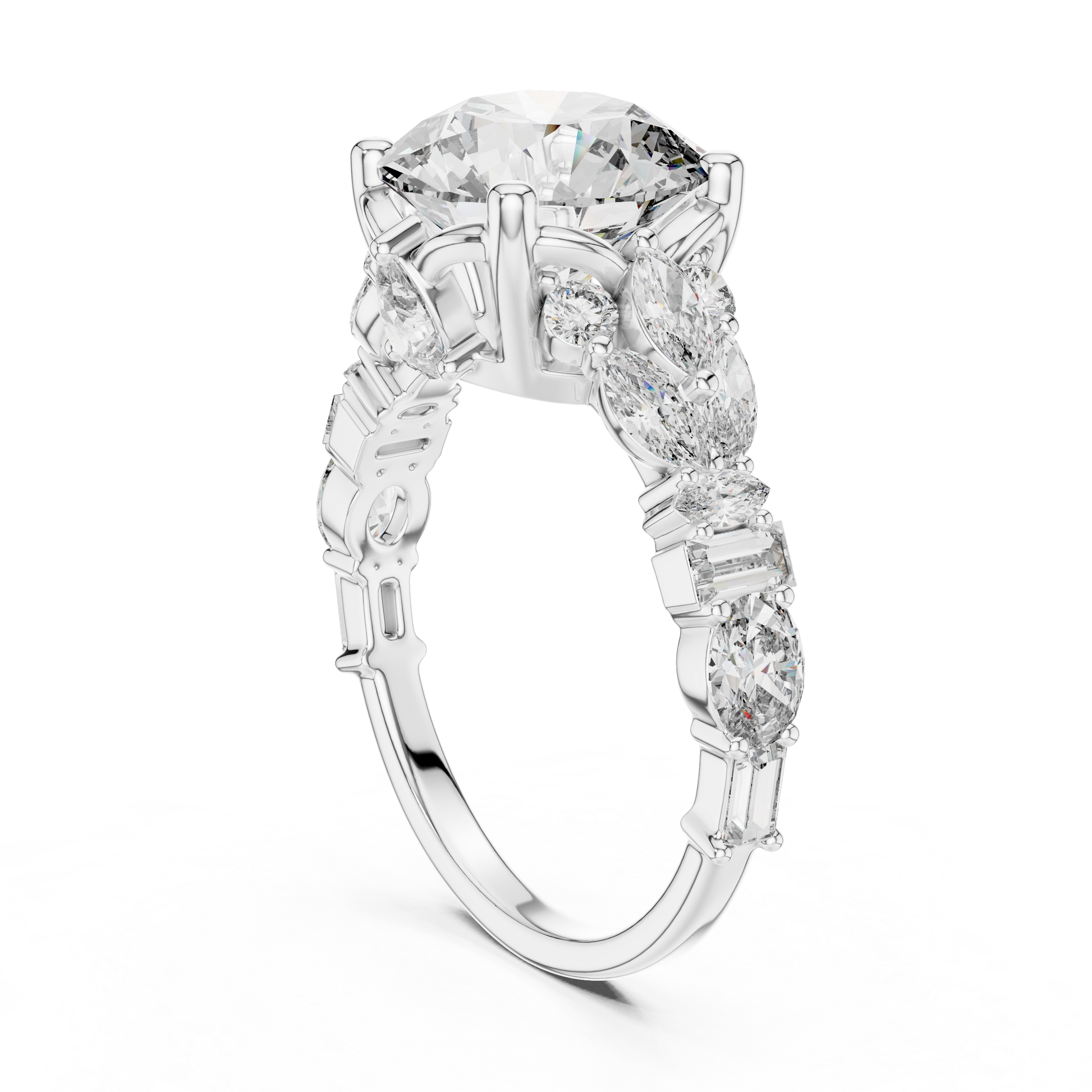 Round Cut Moissanite with Multi Stone Vintage Engagement Ring for Women