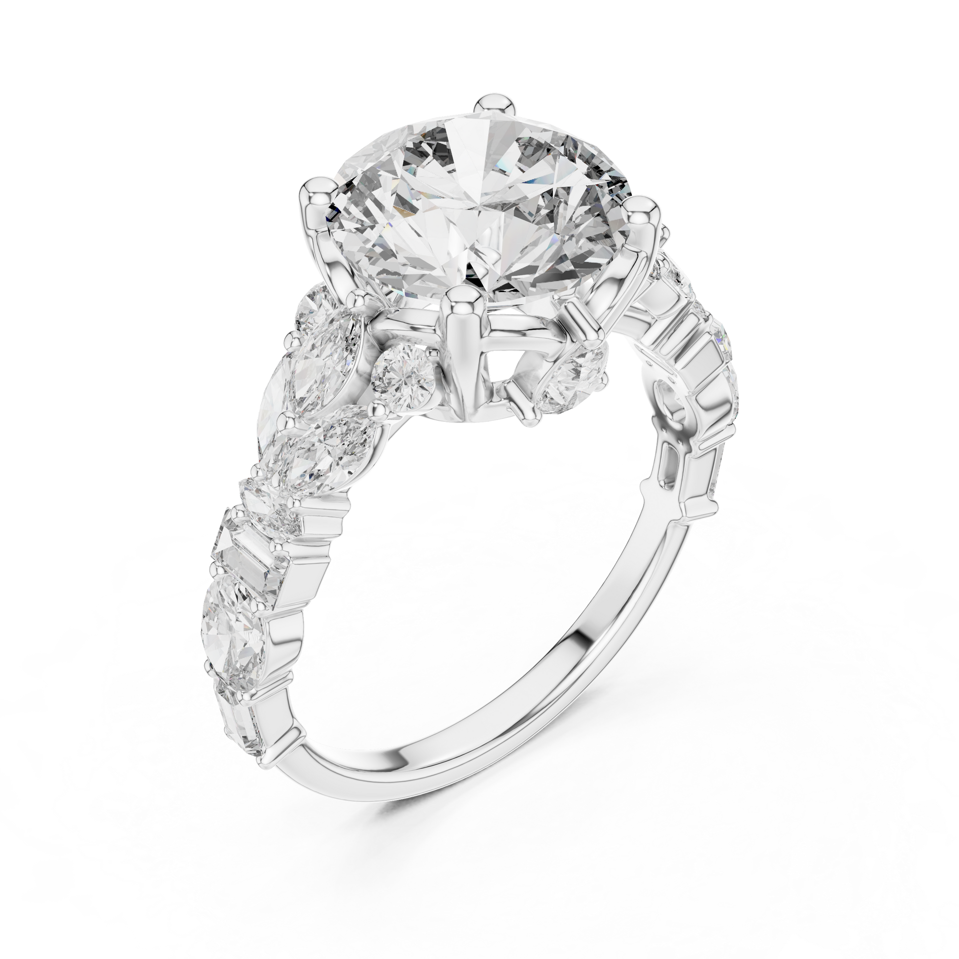 White Gold 4.04 TCW Round Cut Lab Grown with Multi Stone Vintage Engagement Ring for Women