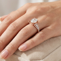 2.57 TCW Oval Cut Moissanite Diamond 14kt Solid Gold Cluster-Shank Solitaire Ring