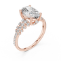 TCW 2.58 Oval-cut Lab Grown Center Stone Side Stones & Cluster Design Engagement Ring