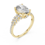 TCW 2.58 Oval-cut Lab Grown Center Stone Side Stones & Cluster Design Engagement Ring