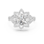 Round Moissanite Floral Halo Nature-inspired Engagement Ring in Sterling Silver