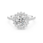 Central Large Round-cut Moissanite with Floral-style Halo Engagement Ring