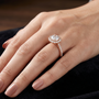 1.98 TCW Round Cut Moissanite Diamond 18kt Solid Gold Flower Set Halo Wedding Ring