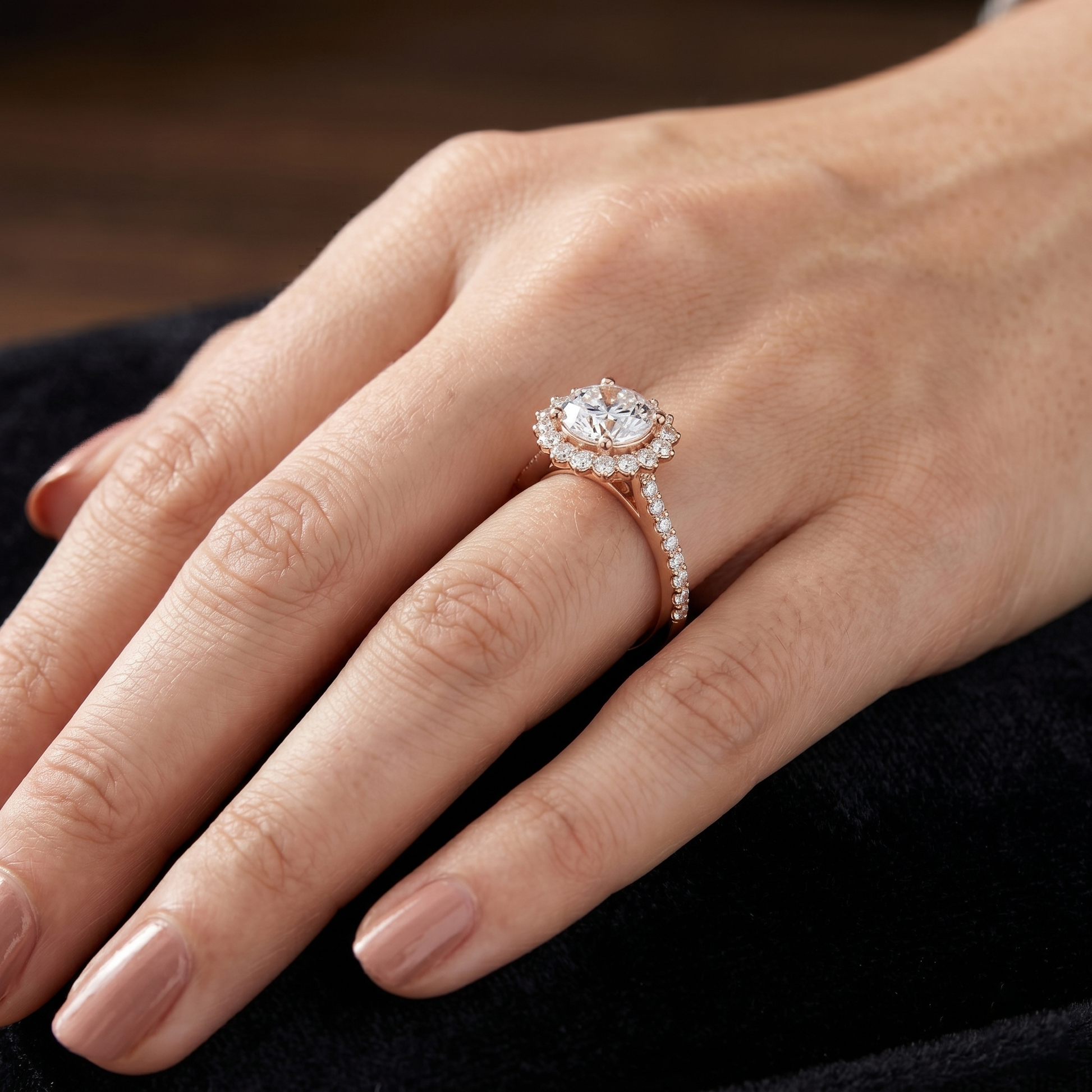 1.98 TCW Round Cut Moissanite Diamond 18kt Solid Gold Flower Set Halo Wedding Ring