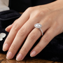 1.98 TCW Round Cut Moissanite Diamond 18kt Solid Gold Flower Set Halo Wedding Ring