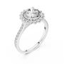 Central Large Round-cut Moissanite with Floral-style Halo Engagement Ring