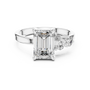 Emerald-cut Moissanite Diamond Asymmetrical Multi-stone Design Engagement Ring