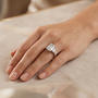 2.33 TCW Emerald Cut Moissanite Diamond 14kt Solid Gold Cluster Trilogy Engagement Ring