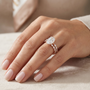 2.72 TCW Oval Cut Moissanite Diamond 14kt Solid Gold Double-Row Station Band Ring