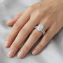 Oval Cut Moissanite Diamond Proposal Ring with a Marquise Diamond Band