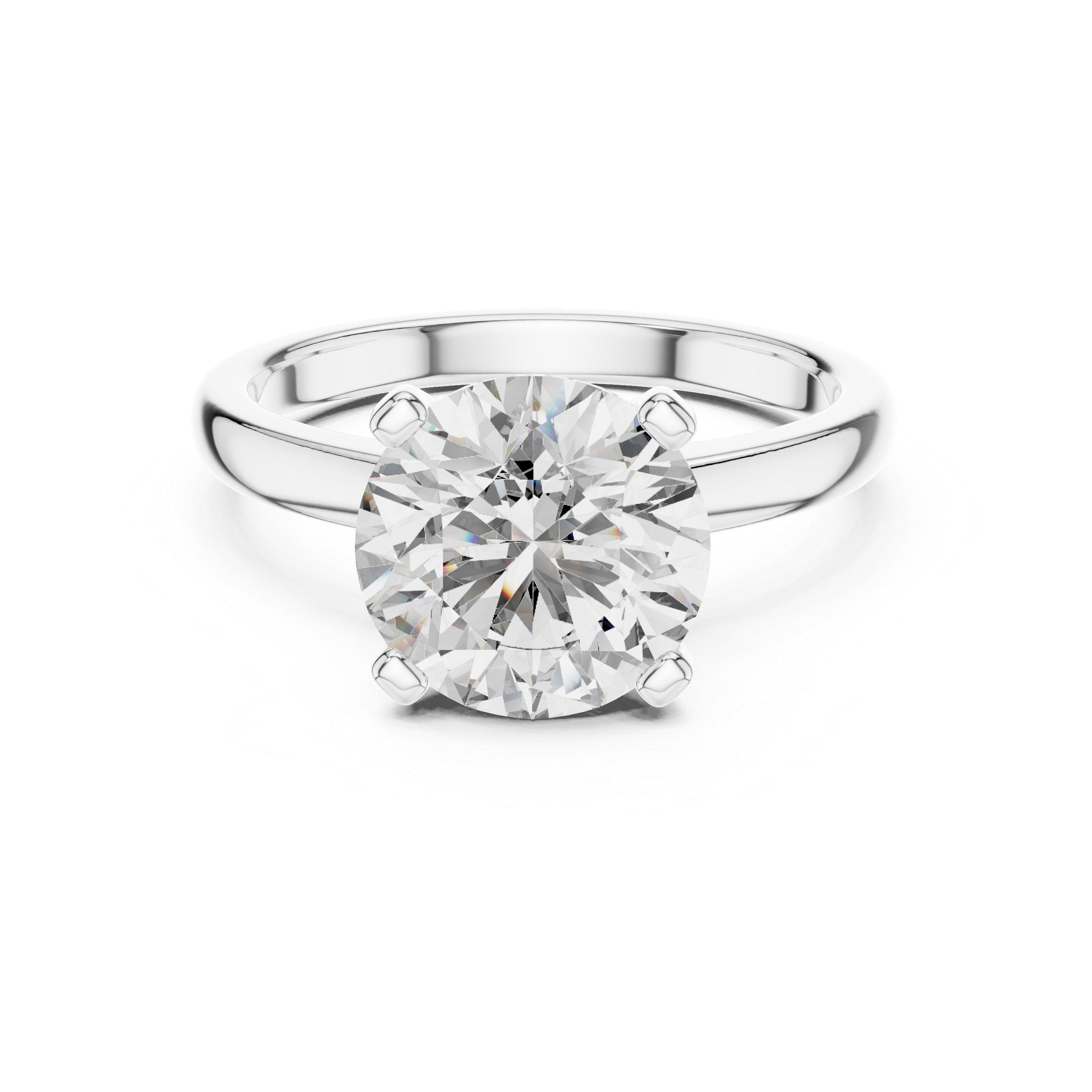 Round Brilliant Cut Moissanite Solitaire Sterling Silver Engagement Ring for Women
