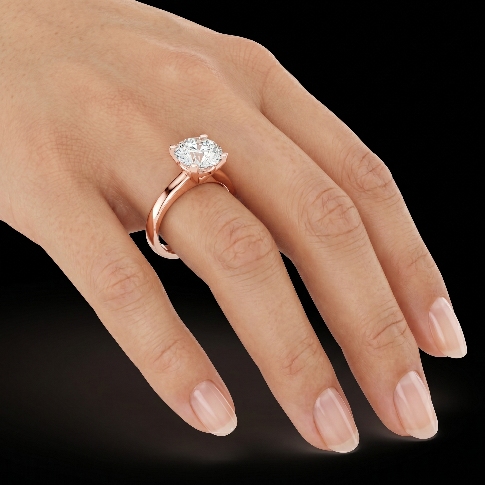 2.50 TCW Round Cut Moissanite Diamond 14kt Solid Gold Solitaire Four Prong Ring
