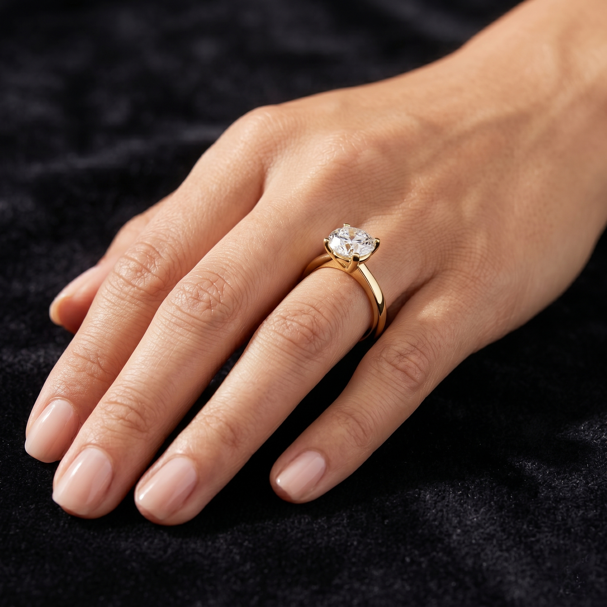 2.50 TCW Round Cut Moissanite Diamond 14kt Solid Gold Solitaire Four Prong Ring