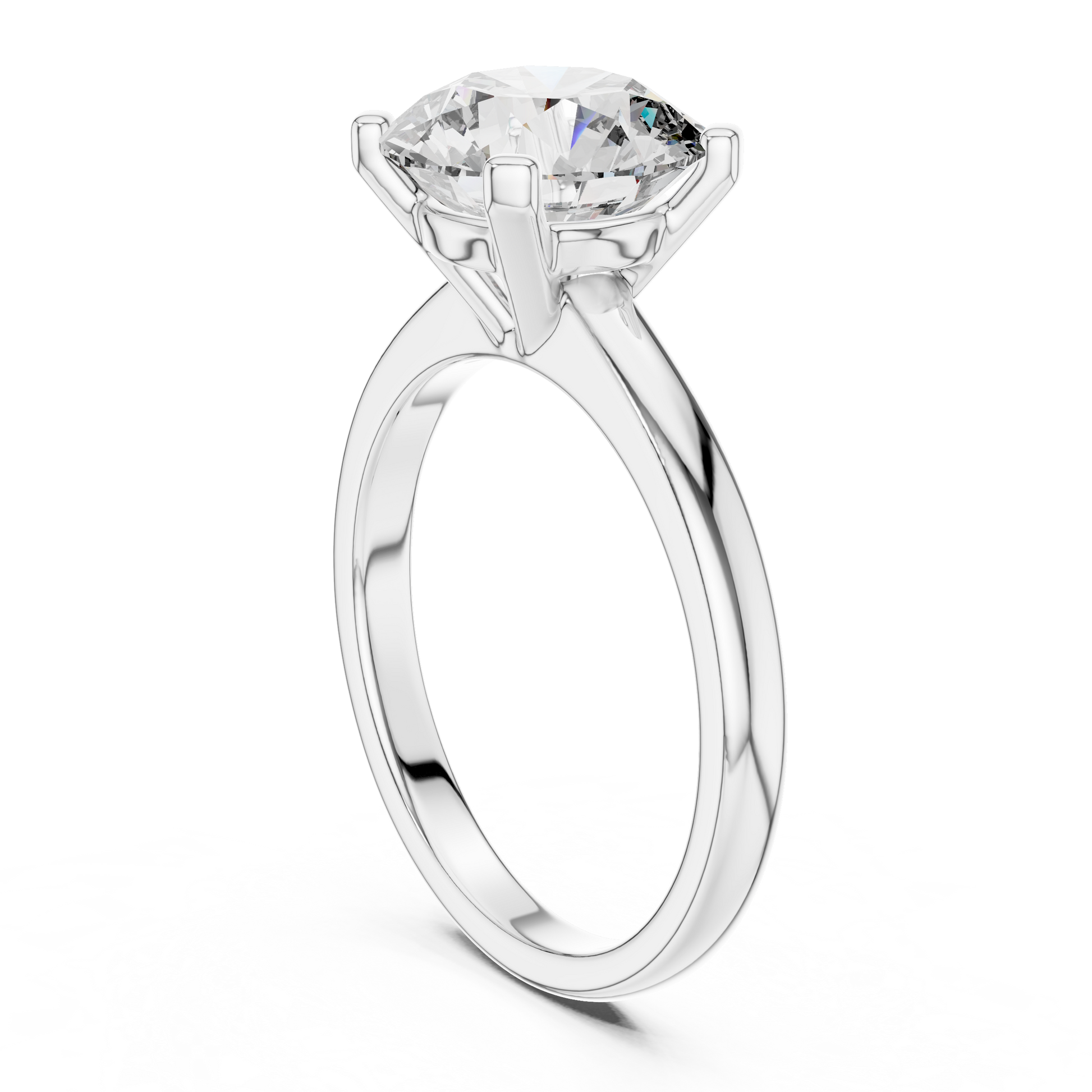 Round Brilliant Cut Moissanite Solitaire Sterling Silver Engagement Ring for Women