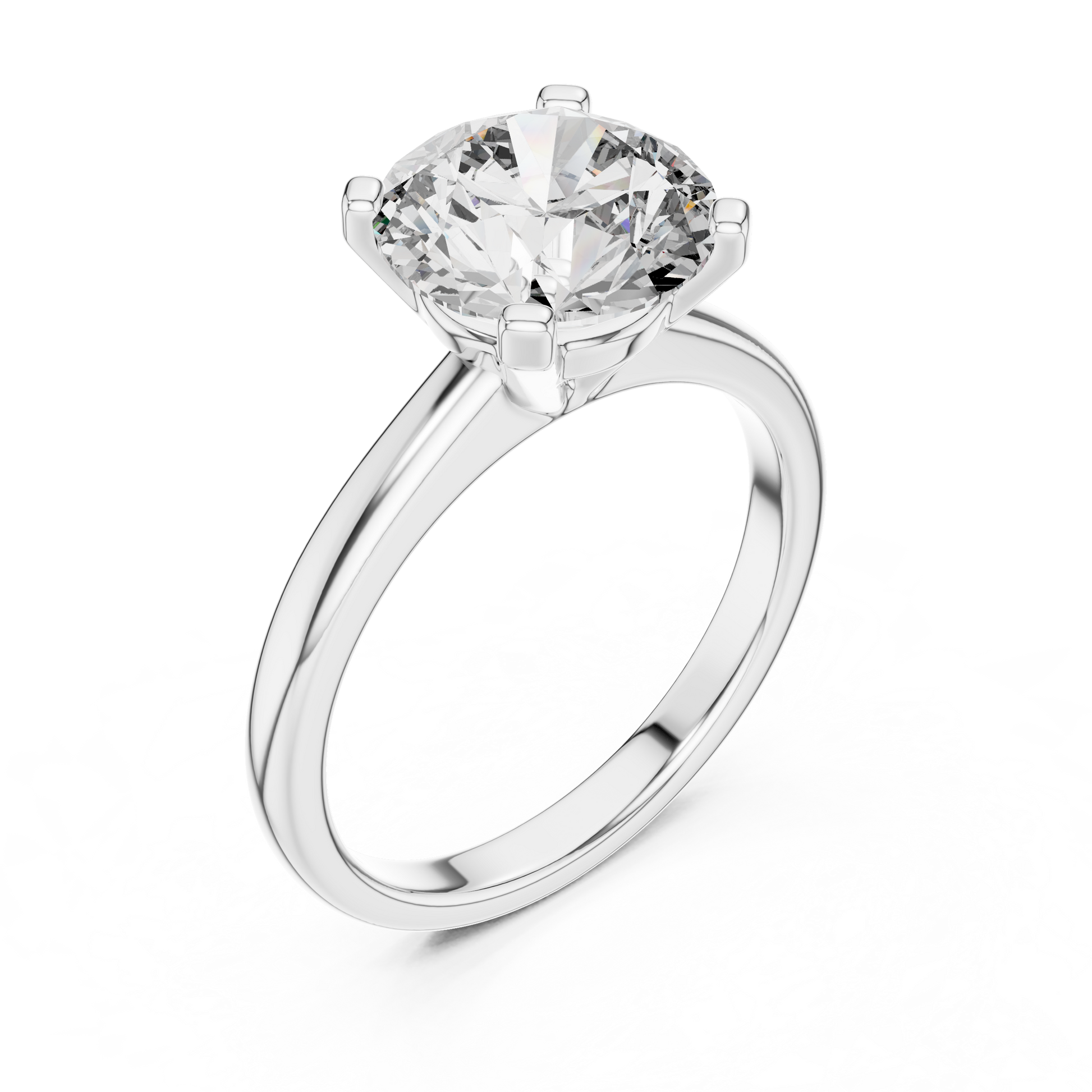 Round Brilliant Cut Moissanite Solitaire Sterling Silver Engagement Ring for Women